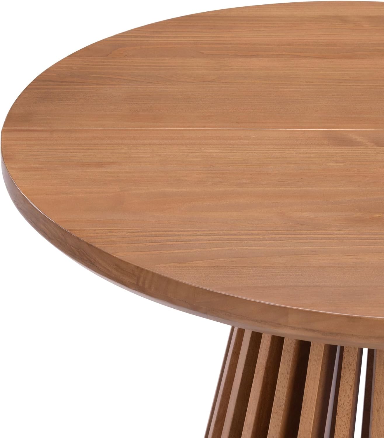 Plank+Beam Lido Round Dining Table, 38", Wooden, Pedestal, Minimalist Kitchen Table for 4 for Dining Room, Pecan