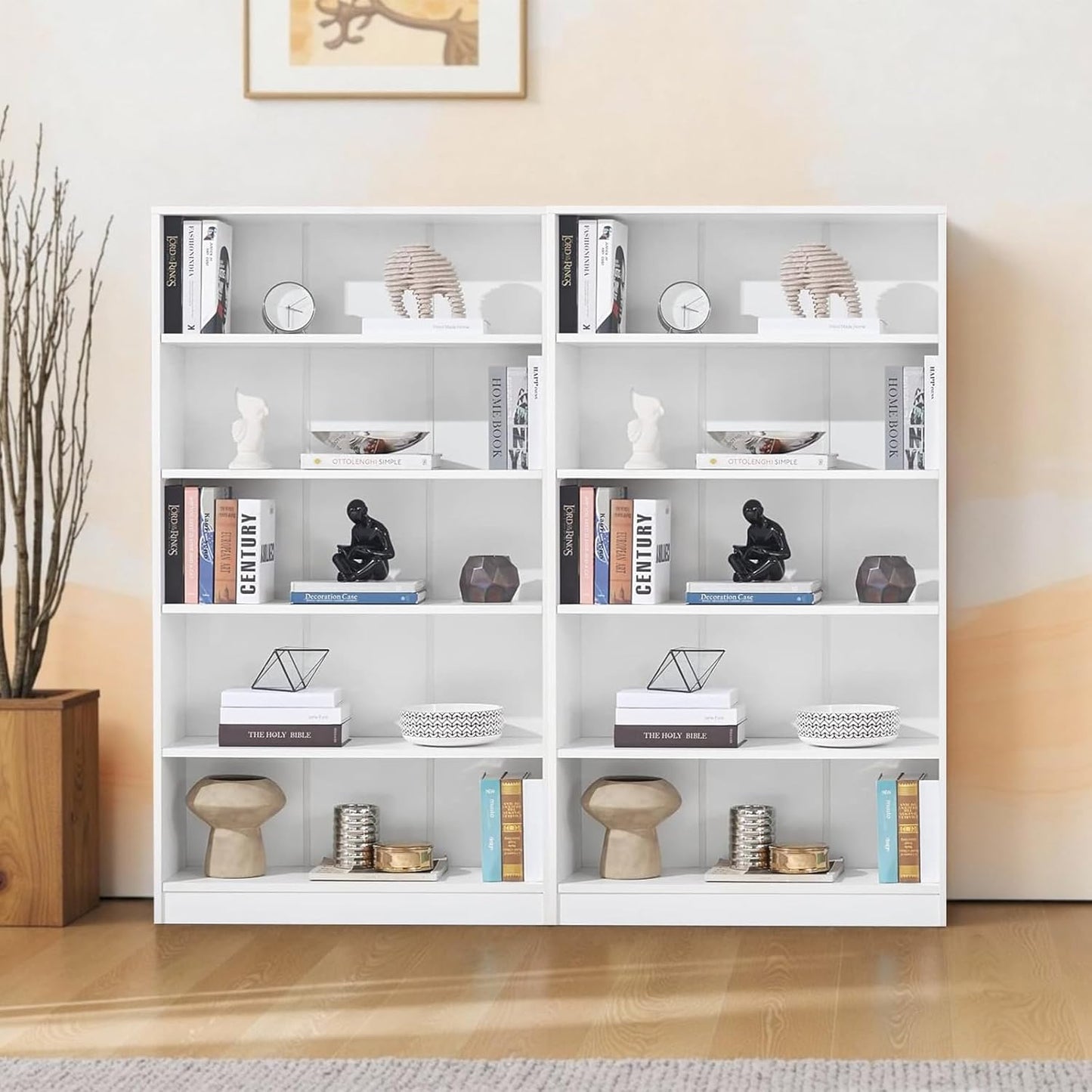 NicBex 59.8“ Heavy Dute Wood Bookcase with Adjustable Shelves, Modern Manga Bookshelf for Living Room, Office, Small Spaces, Manga and Book Shelves Storage, Tip-Over Resistant, 33" Wide White