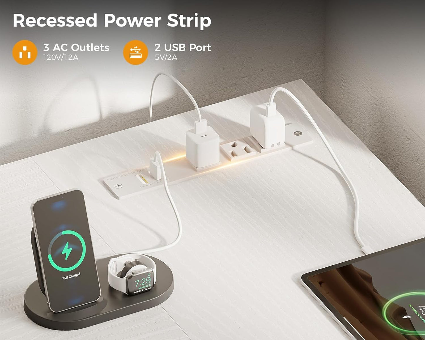 AODK L Shaped Desk with 4 Tier Drawers, 61" Reversible Gaming Desk with Power Outlets, L Shaped Computer Desk with USB Charging Port and Host Stand, Home Office Corner Desk, Easy to Assemble, White