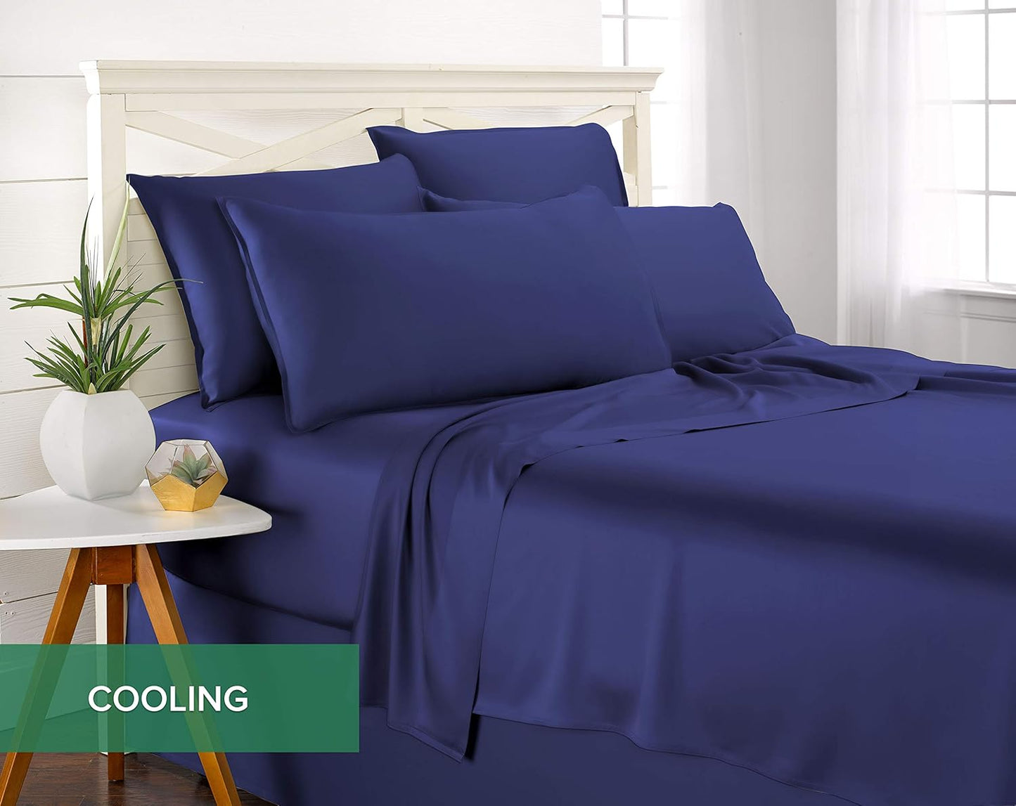 Queen Sheets by Pure Bamboo, Genuine 100% Organic Viscose Derived from Bamboo Bed Sheet Set, Luxuriously Soft & Cooling, Double Stitching, Lifetime Quality Promise (Queen, Cobalt Blue)