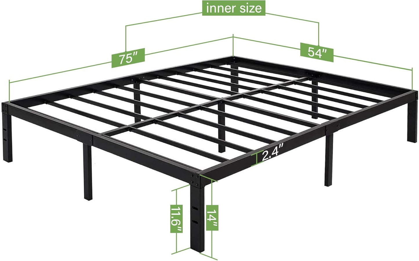 45MinST 14 Inch Reinforced Platform Bed Frame/3500lbs Heavy Duty/Easy Assembly Mattress Foundation/Steel Slat/Noise Free/No Box Spring Needed, Full