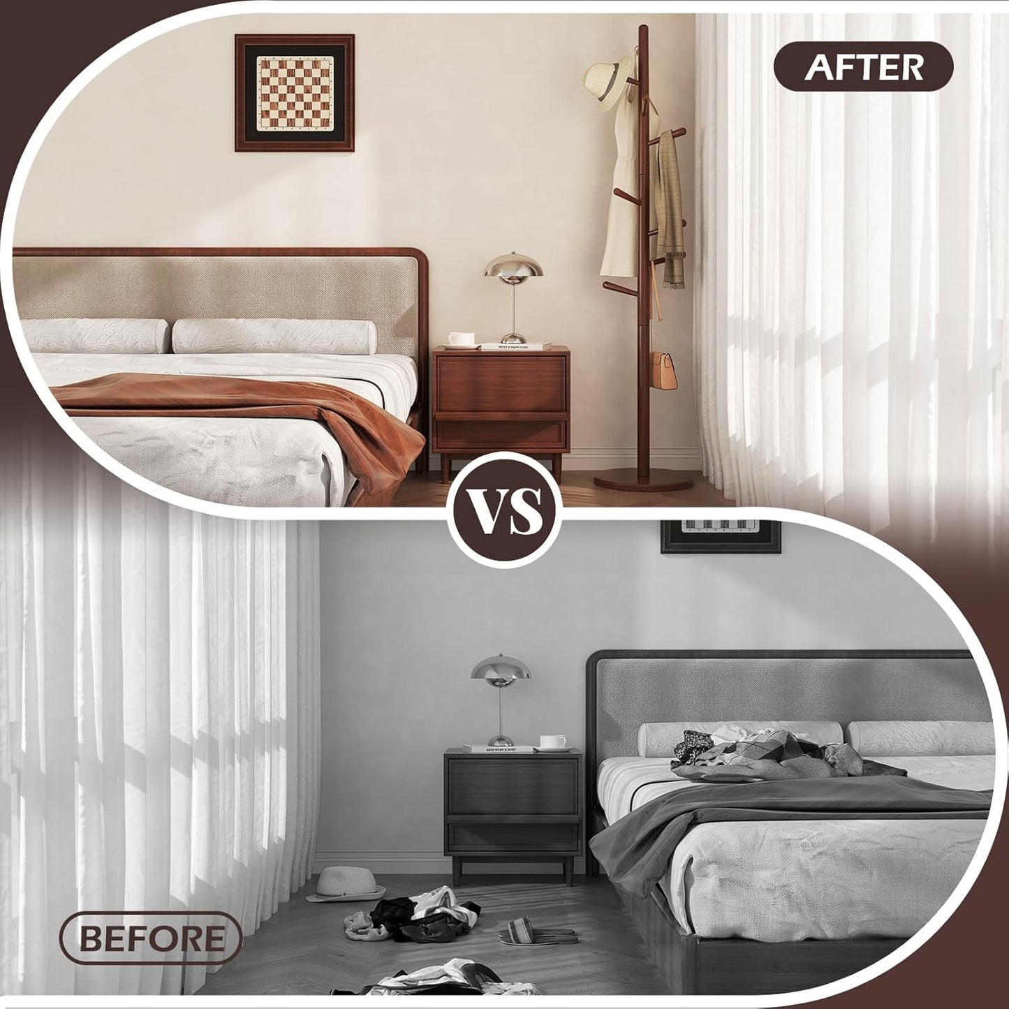 CozyDH Coat Rack Freestanding Solid Wood Coat Rack Stand, Coat Tree Freestanding with 8 Hooks Creative Tree Branch-look for Entryway, Hallway, Bedroom (Walnut)