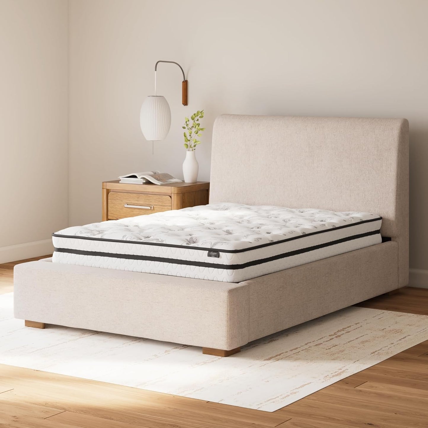 Signature Design by Ashley Twin Size Chime 8 Inch Medium Firm Innerspring Mattress with Pressure Relief Quilt Foam, Fiberglass Free, Mattress In A Box