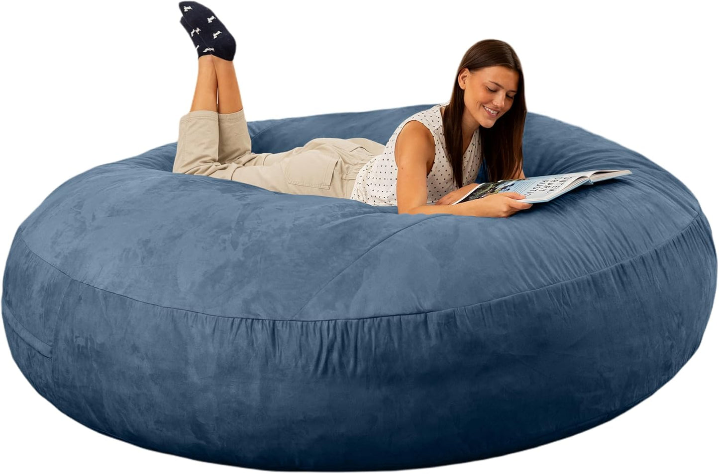 Jaxx 6 Foot Cocoon - 2-in-1 Convertible Bean Bag Bed & Large Bean Bag Chair for Adults, Navy