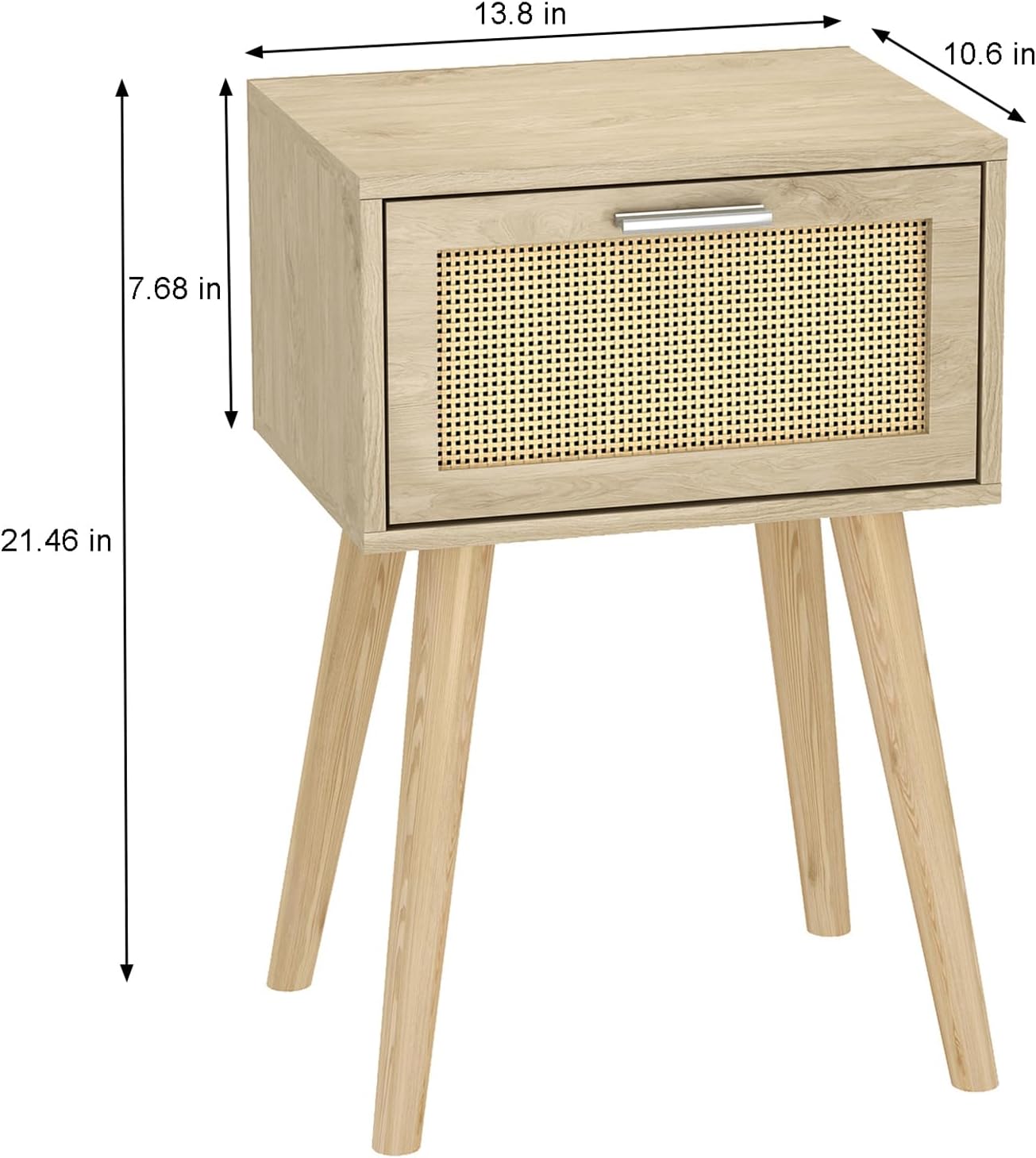 LAATOOREE Bedside Table Set of 2, Boho End Table with Solid Wood Feet for Bedroom and Living Room