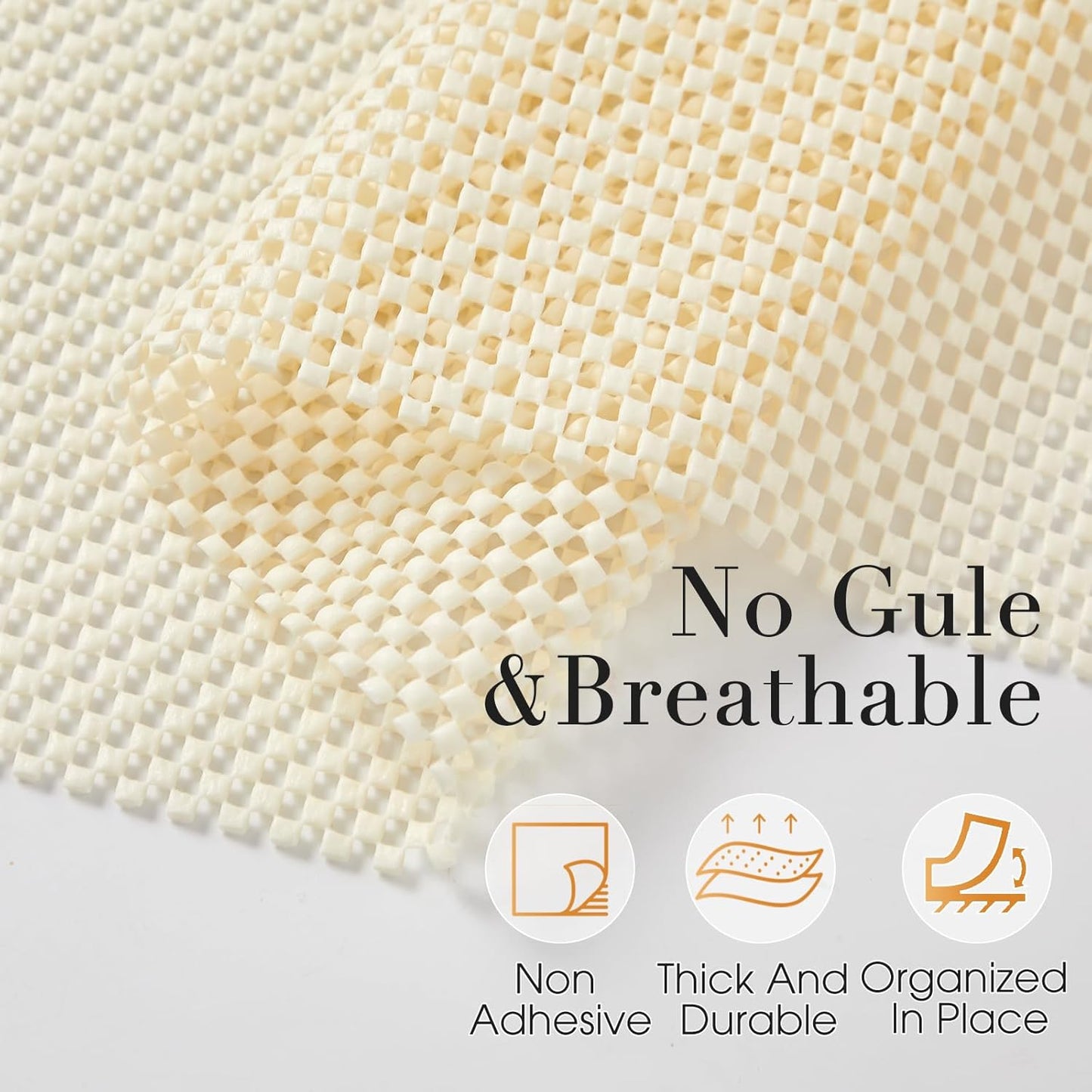 Beautysaid Shelf and Drawer Liner for Kitchen Cabinet, Non Adhesive Non Slip Shelf Paper Thickened for Dresser Pantry Shelve Bathroom Protector Liner Breathable Mat(Cream White Weave,18 in x 10 FT)