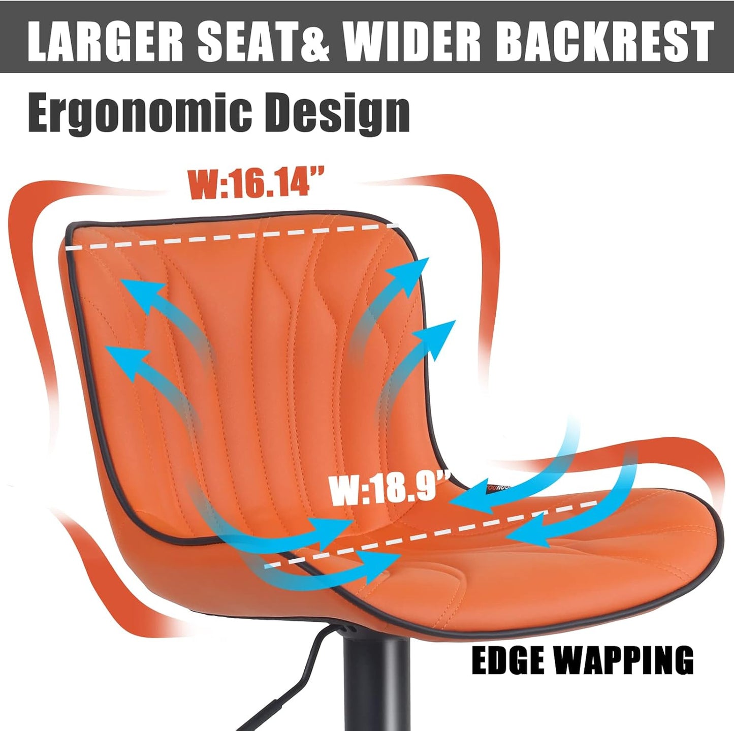 YOUNIKE Orange Bar Stools Set of 6 Modern Swivel Counter Height Bar Chair with Back Adjustable Kitchen Island Faux Leather Padded Barstools taburetes de bar Breakfast sillas para barra de cocina 6PCS