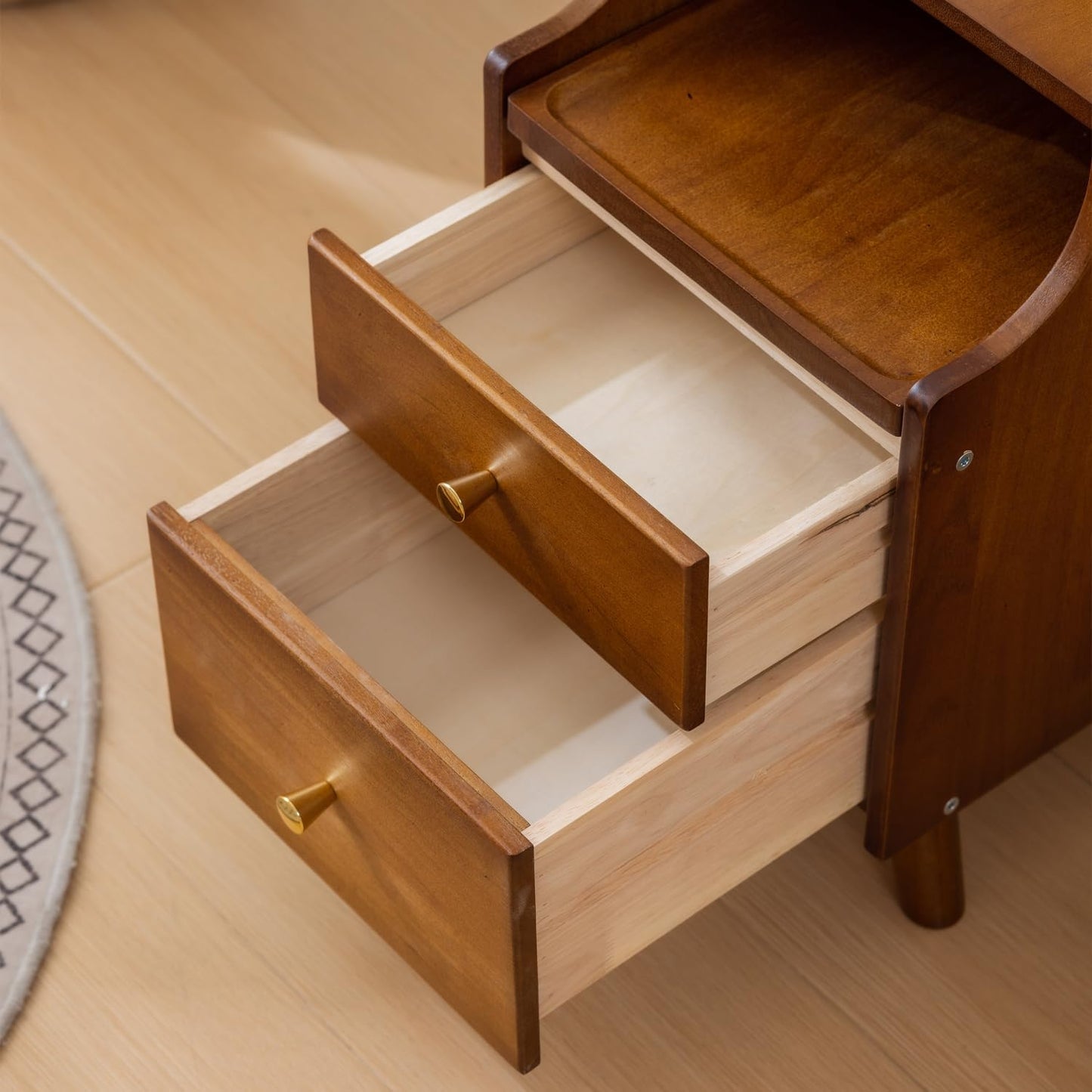 Small Nightstand, Narrow Nightstand, Solid Wood Night Stand, Narrow Side Table for Small Spaces, Couch, Walnut Color 11.81 in Wide