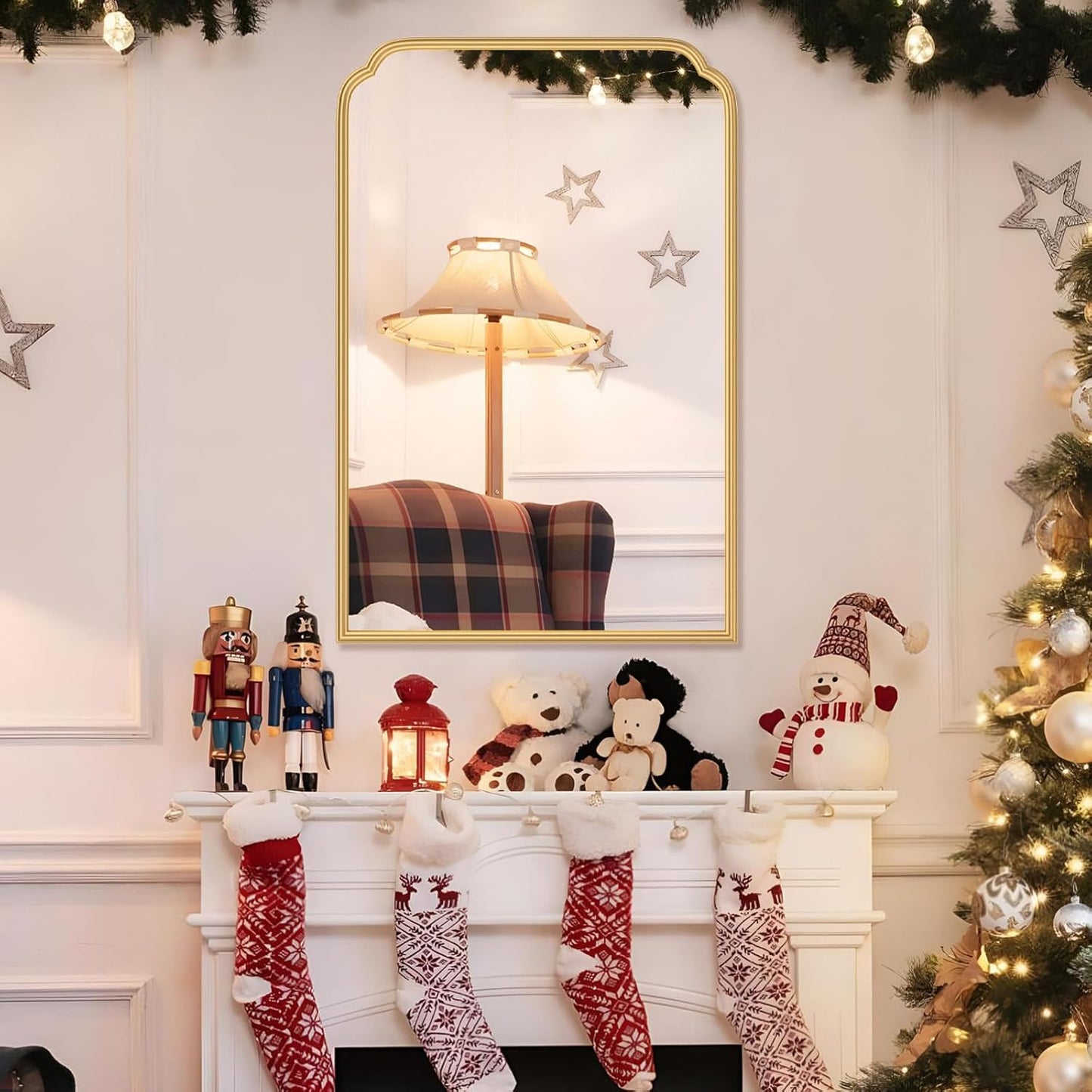 24X36 Inch Gold Mirror for Bathroom, Modern Rounded Corner Rectangle Mirror with Non-Rusting Iron Metal Framed Bathroom Vanity Mirror for Over Sink Wall Decor(Tempered Glass)