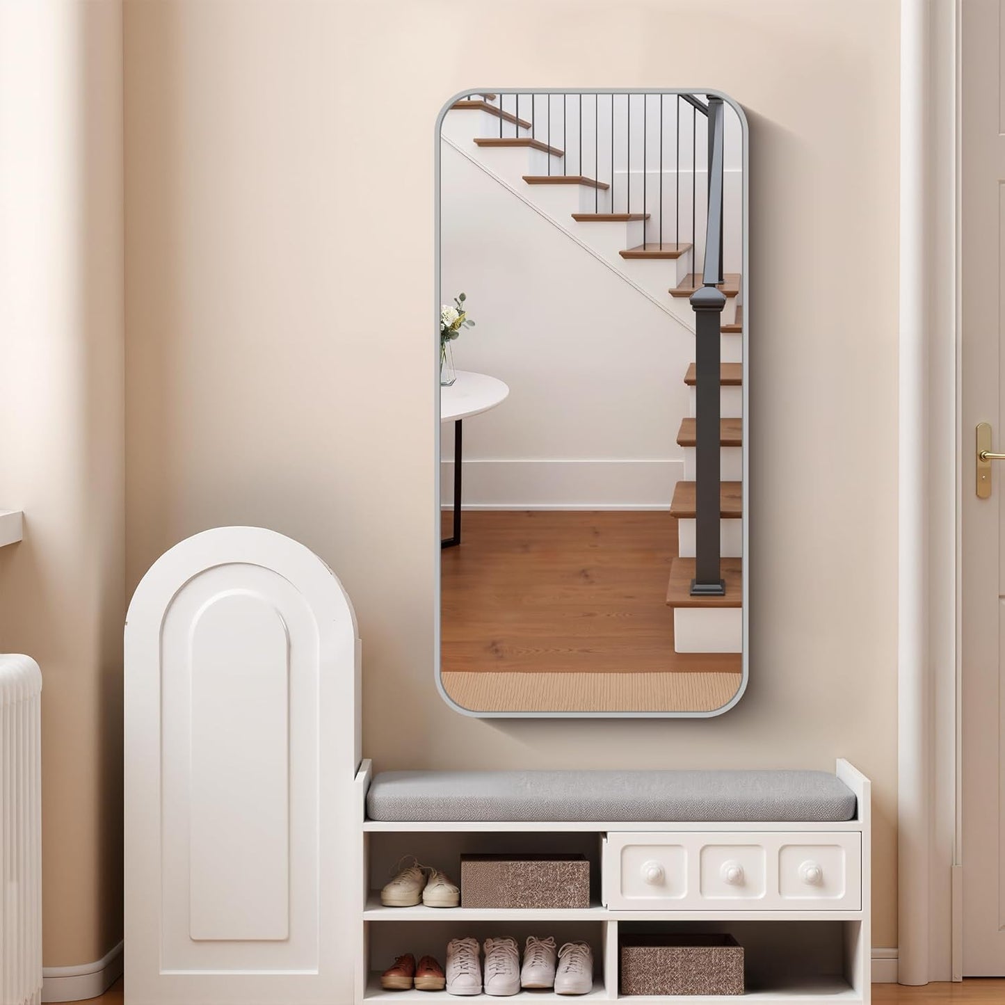 FORBATH 24x48 Inch Silver Bathroom Mirror for Over Sink, Narrow Rectangular Full Length Mirror with Metal Frame, Rounded Corners for Bathroom, Bedroom, Entryway Decor (Horizontal or Vertical)