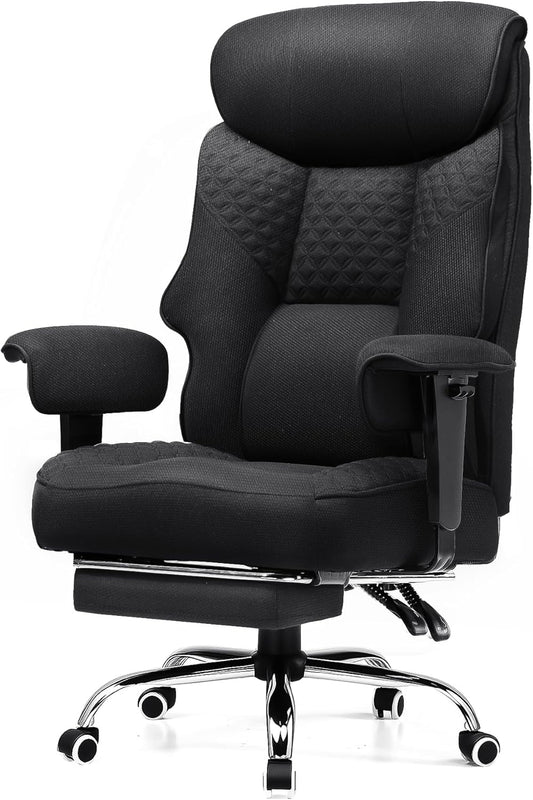 GTRACING Big and Tall Office Chair 400LBS Wide Ergonomic Fabric Deluxe Embossing Designed Gaming Chair with Foot Rest,150°Reclining Adjustable Armrests Pocket Spring Back Support and Pillow