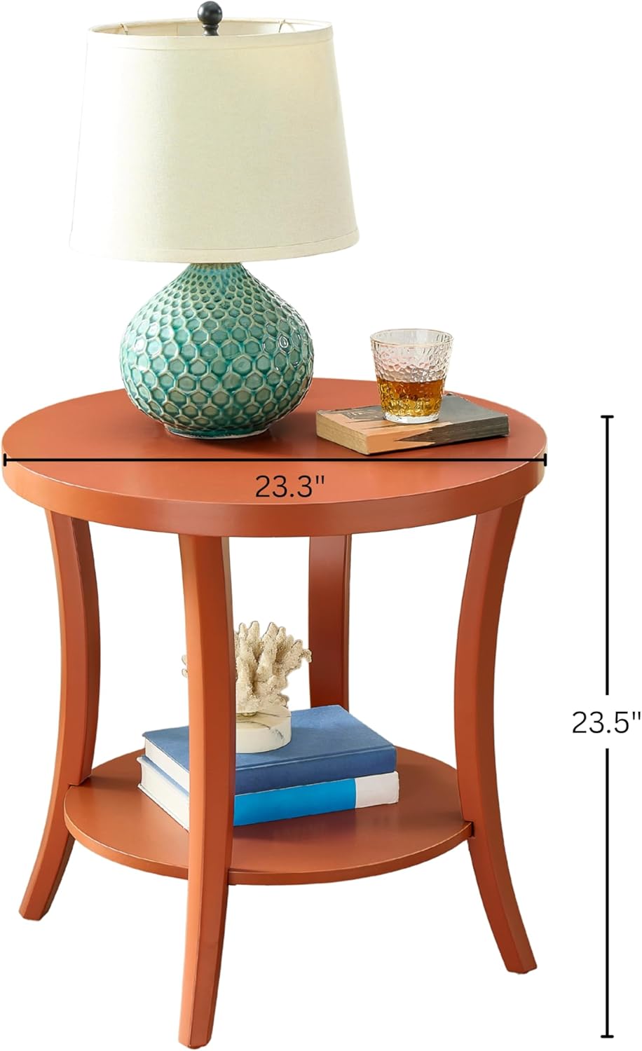 Roundhill Furniture Perth Contemporary Round End Table with Shelf