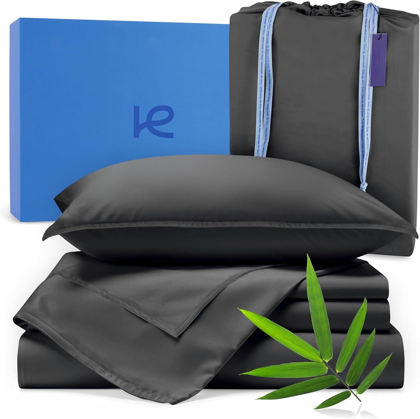 Kickoff Viscose Bamboo Sheets Twin Size 3-pc 100% Organic Bamboo Viscose Bed Cooling Sheets Twin Size Set Cool Bedding for hot Sleepers Sheet, Flat, Fitted, Pillowcase (Pewter, T)