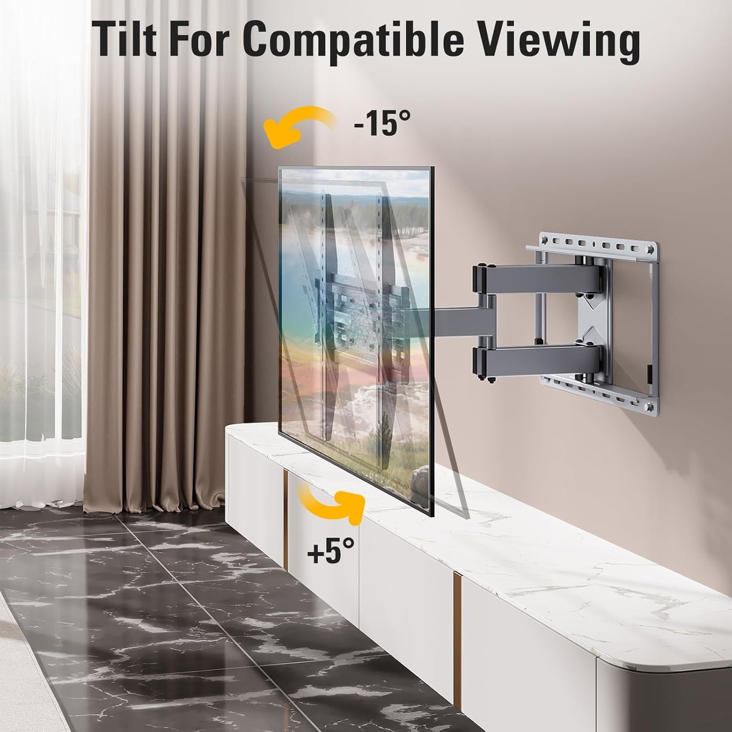 Mounting Dream TV Wall Mount for 32-65 Inch Television,Mount with Swivel and Tilt, Full Motion Bracket with Articulating Dual Arms, Fits 16inch Studs, Max VESA 400X400 mm, 99lbs, MD2581