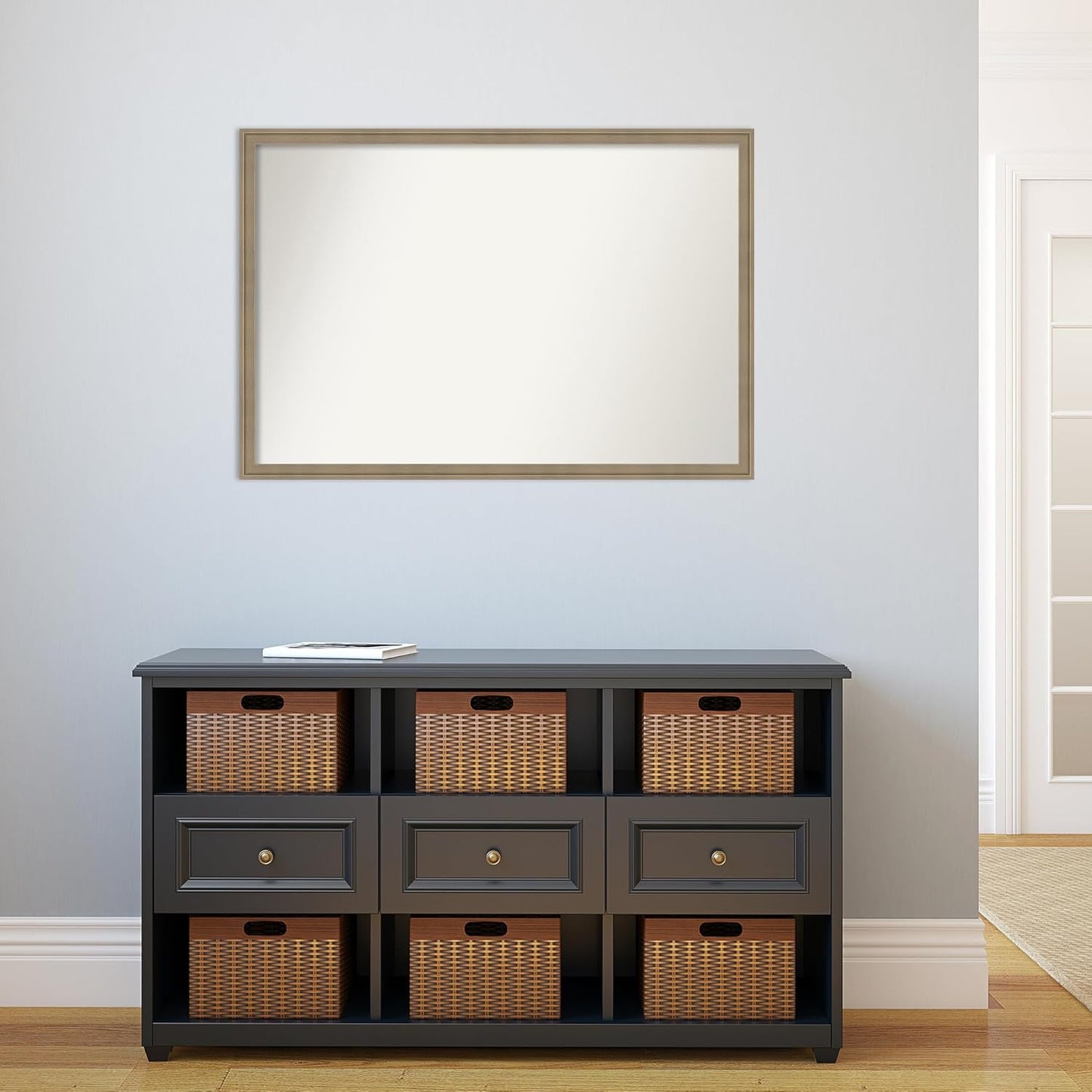 Amanti Art Grey Bathroom Mirror for Over Sink, 26x38 Florence Grey Rectangle Vanity Mirror, Large Casual Frame, Hangs Horizonally and Vertically, Bathroom Wall Decor, Non-Beveled Edge from WI, USA