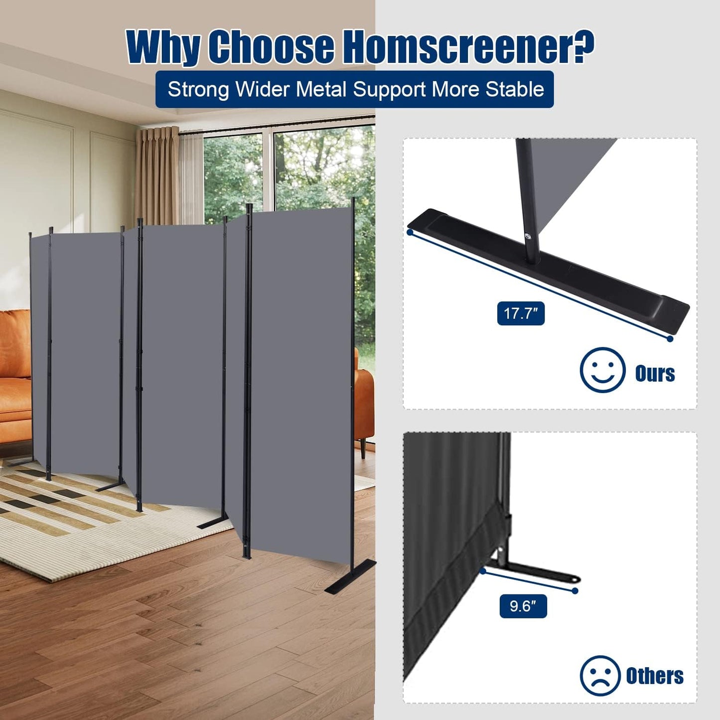 Room Divider 6FT Portable Room Dividers and Folding Privacy Screens, 132'' W Fabric Divider for Room Separation, 6 Panel Partition Room Dividers Freestanding Wall Divider Screen for Dorm Studio Office
