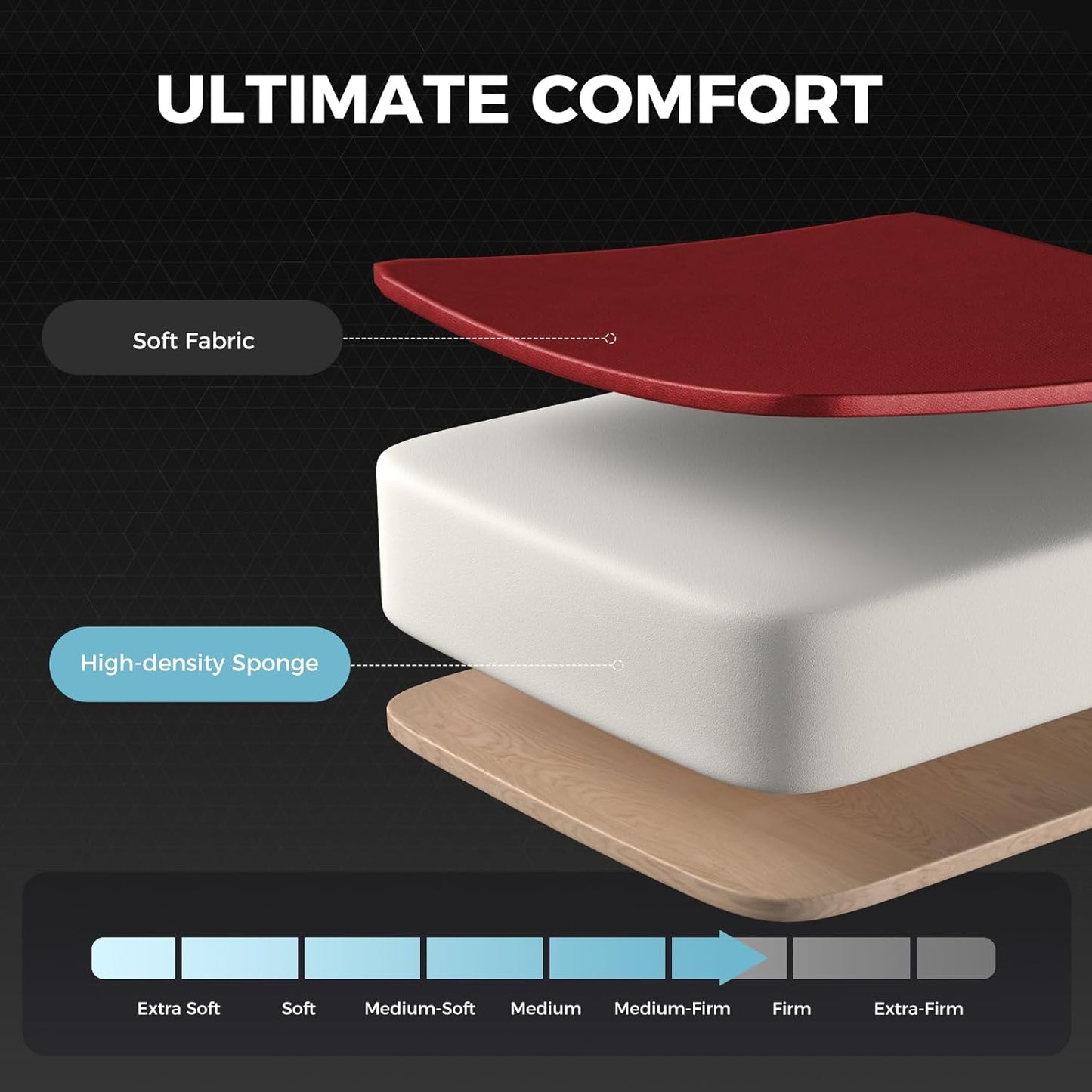 GTPLAYER Gaming Chair, Computer Chair with Footrest and Lumbar Support, Height Adjustable Game Chair with 360°-Swivel Seat and Headrest and for Office or Gaming (RED, Fabric)