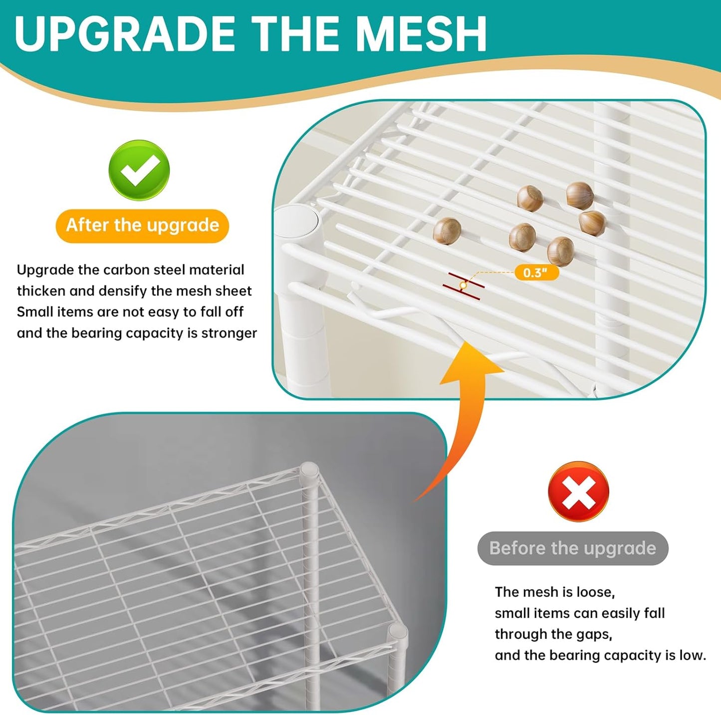 SINGAYE 5 Shelves Storage Shelf Wire Closet Bathroom Organizers Metal Pantry Kitchen Small Garage Shelving Unit Laundry Room Organization Home Corner Rack Estantes para Cocina White 10" Dx16 Wx55”H