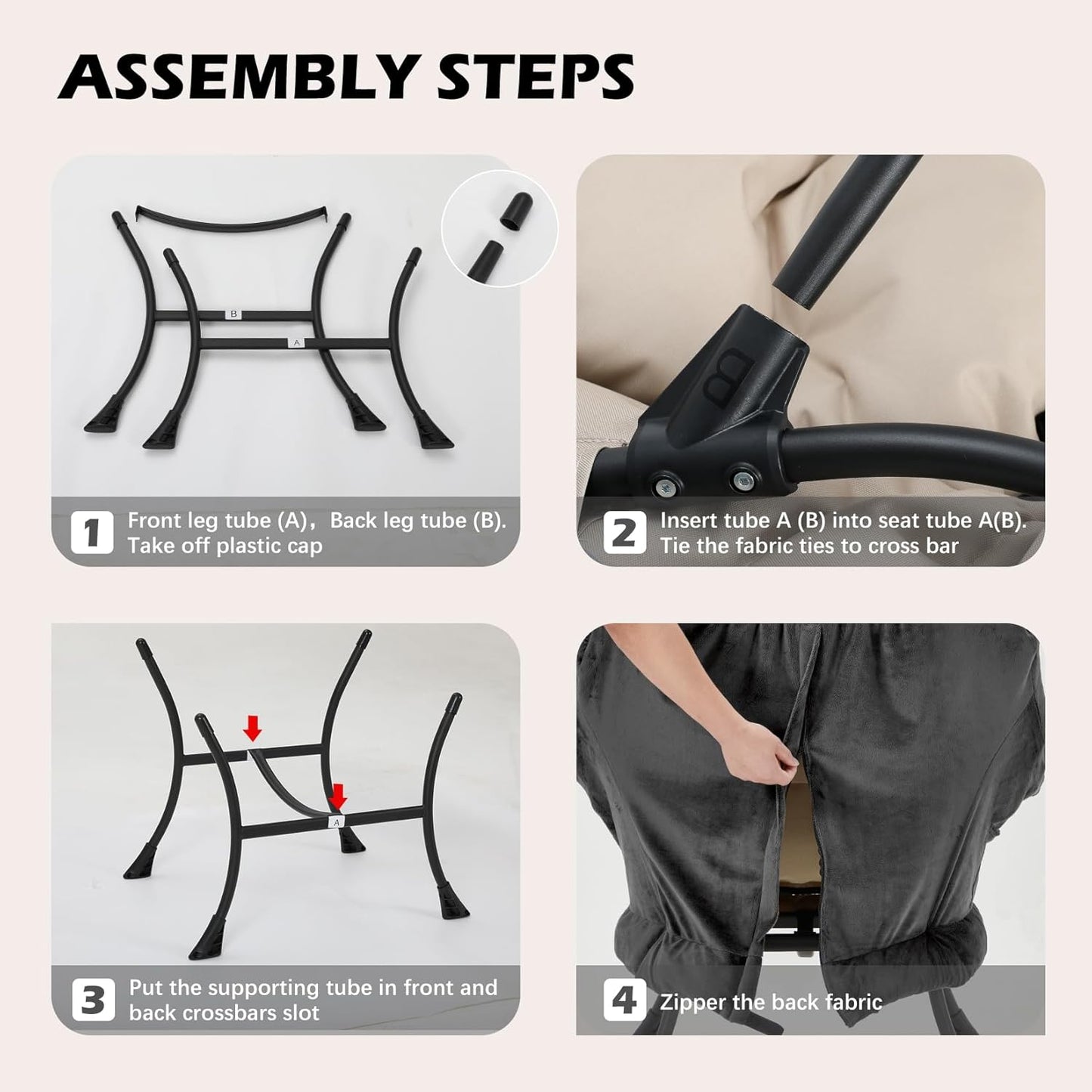 Lazy Chair with Folding Ottoman,Leisure Sofa Chair,Soft Fabric Armchair with Armrests and Side Pockets, Reading Chair with Footrest for Living Room, Bedroom, Office (Plush Dark Grey)