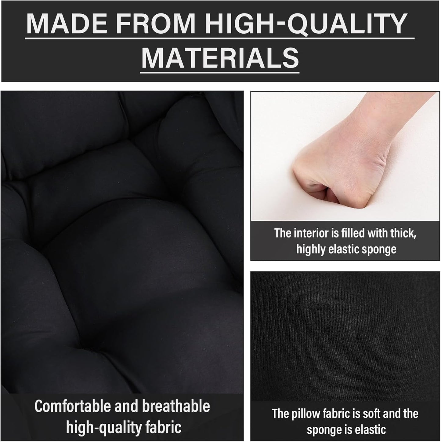 Lazy Chair with Ottoman, Comfy Reading Chair with Footstool & Pillow Modern Lounge Chair with Armrests & Side Pocket for Living Room, Bedroom, Dorm Room，Black