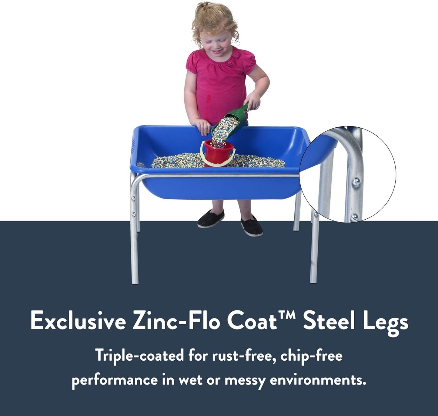 Children's Factory 18" Small Sensory Table, Sandbox with Lid, Water Table for Kids, Blue