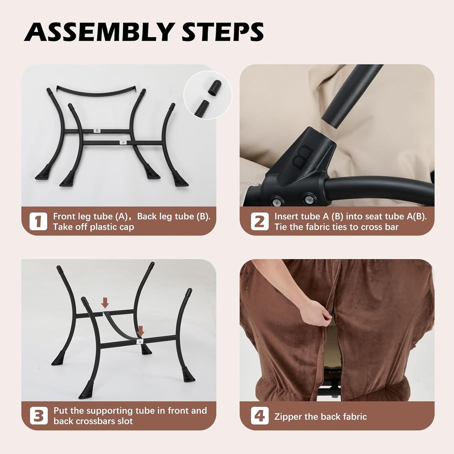 Lazy Chair with Folding Ottoman,Leisure Sofa Chair,Soft Fabric Armchair with Armrests and Side Pockets, Reading Chair with Footrest for Living Room, Bedroom, Office (Plush Dark Brown)