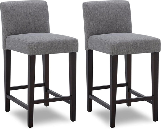 CHITA Counter Height Bar Stools Set of 2, 25" H Seat Height Upholstered Barstools, Fabric in Fog Grey
