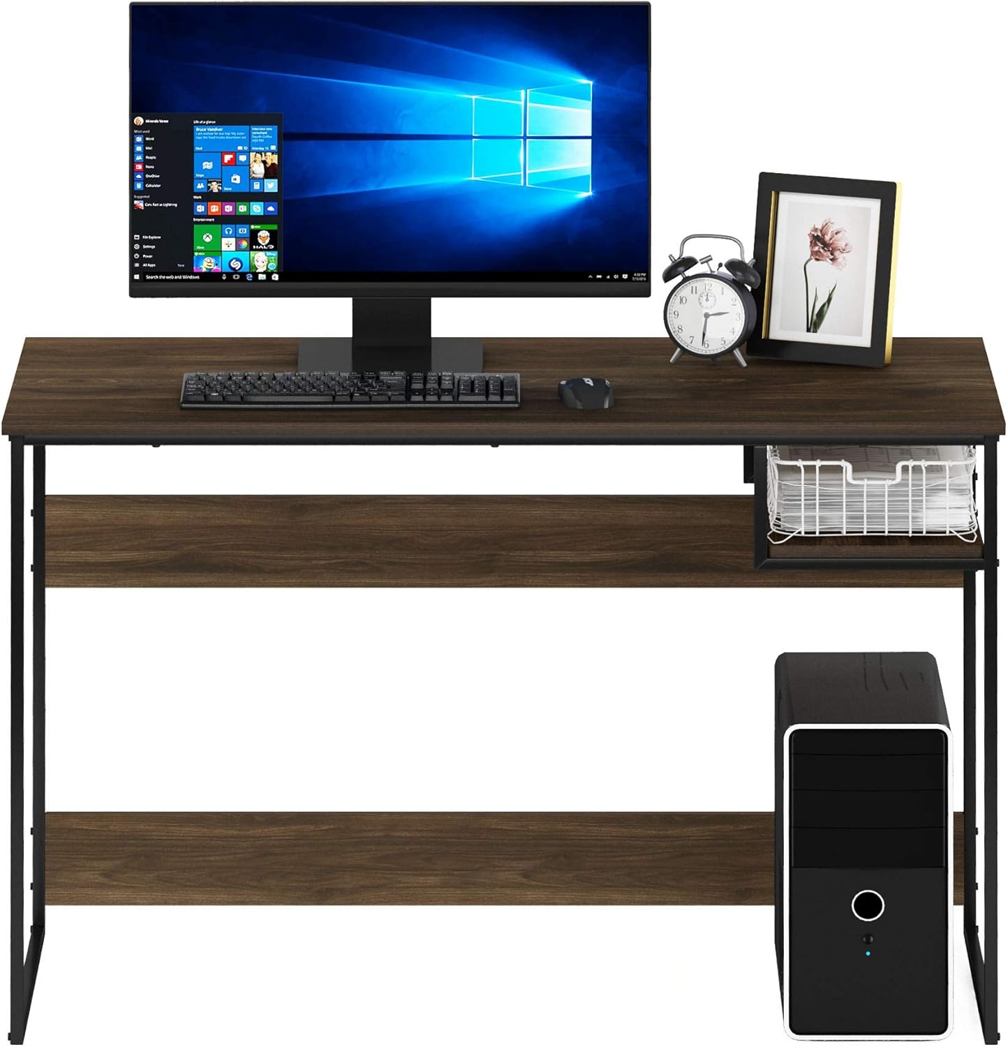 FURINNO Moretti Lifestyle Study Desk, 45 Inches, Columbia Walnut