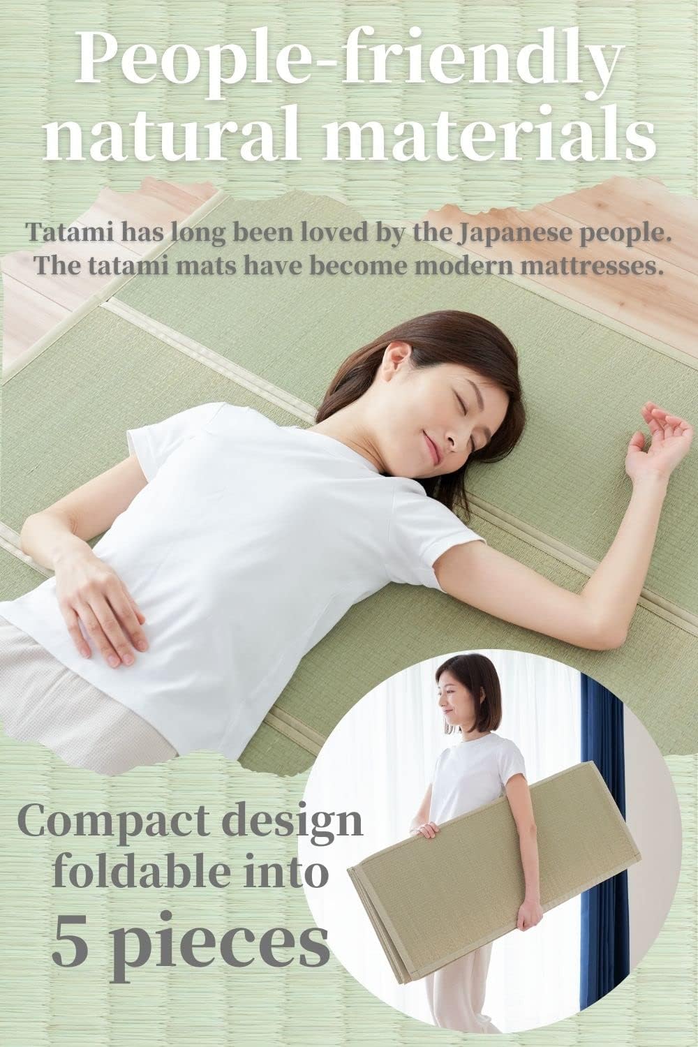 BJDesign Japanese Tatami Mat (Igusa Mattress), Foldable, Rush Grass, Floor Sleeping Japanese Futon Mattress Meditation Yoga Zen (Queen XL)