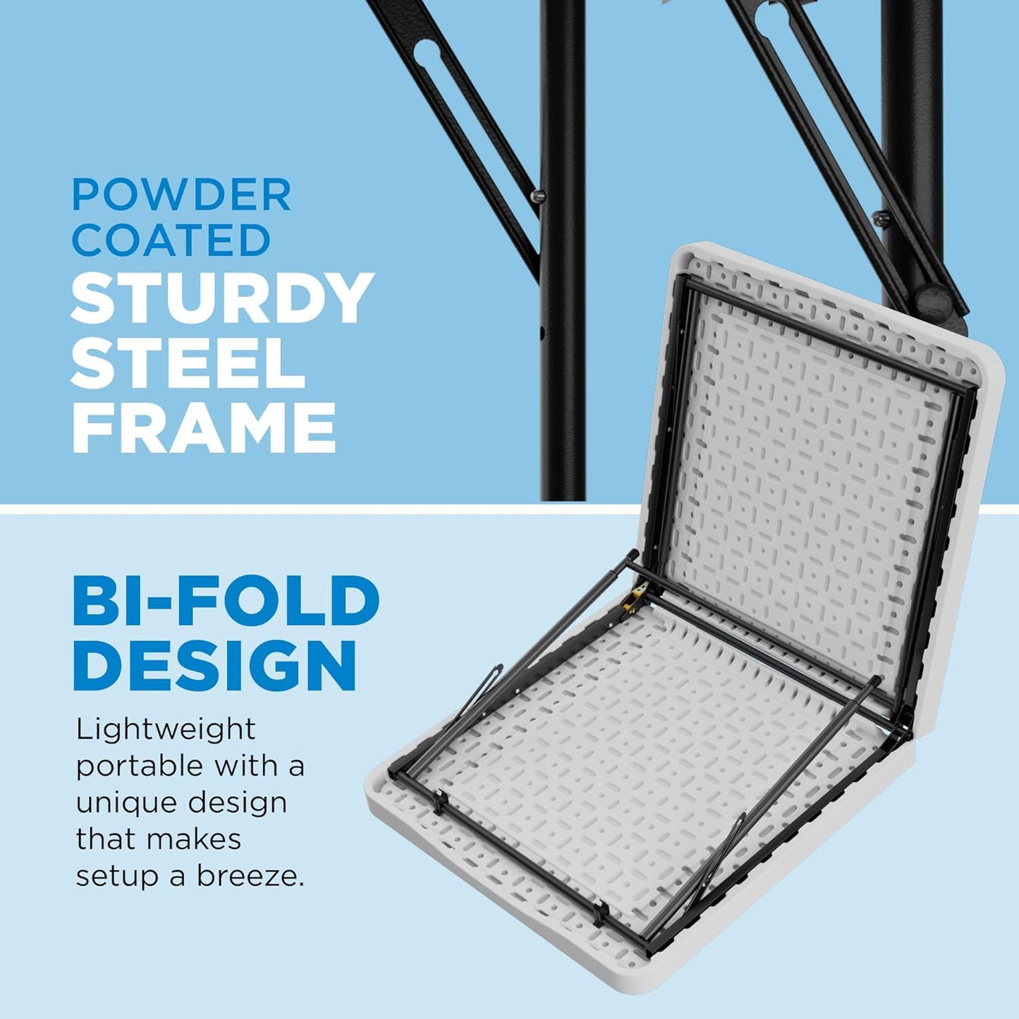 Sorfey Folding Table 4-Foot X 24 inch, Adjustable to 4 Heights, White Plastic