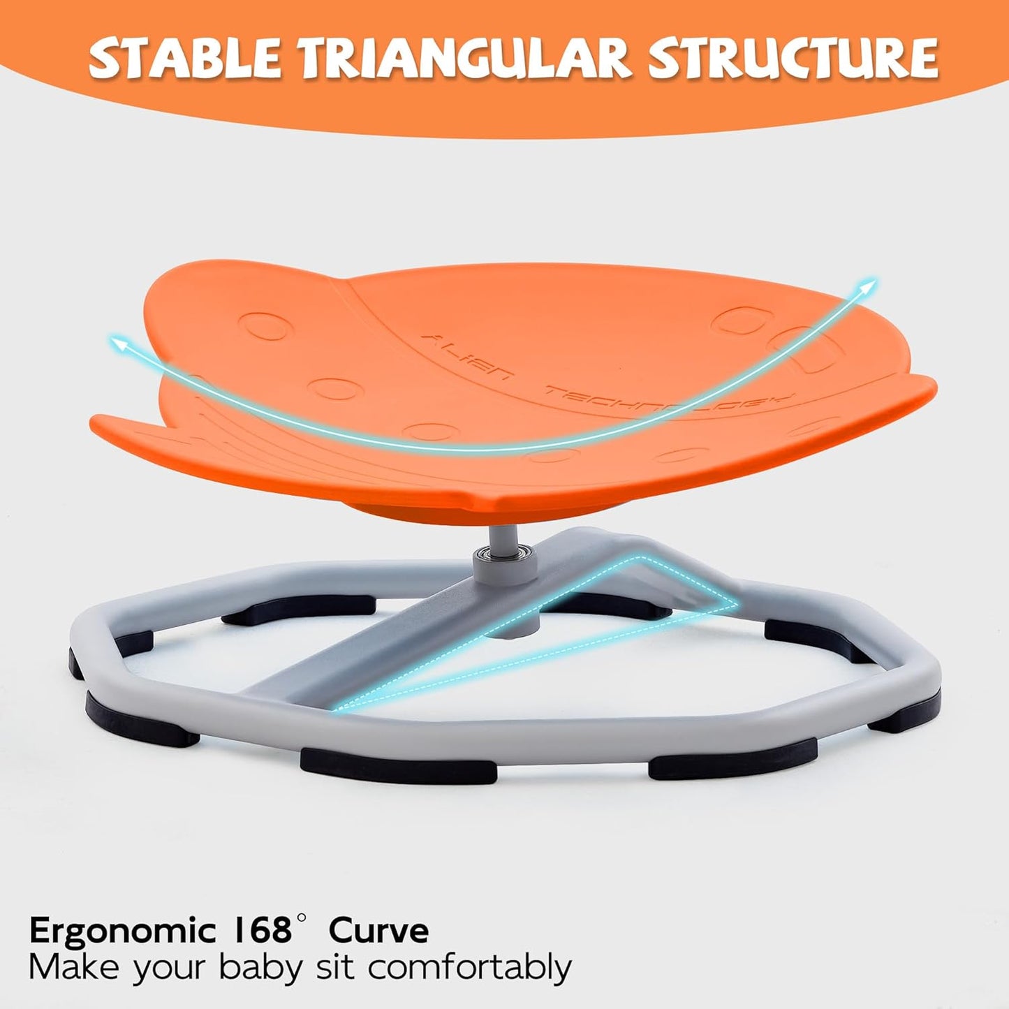 Spinning Chair for Autistic Kids, Non-Slip Sensory Spinning Chair, Sit and Spin Autism Toys Training Body Coordination (Orange)
