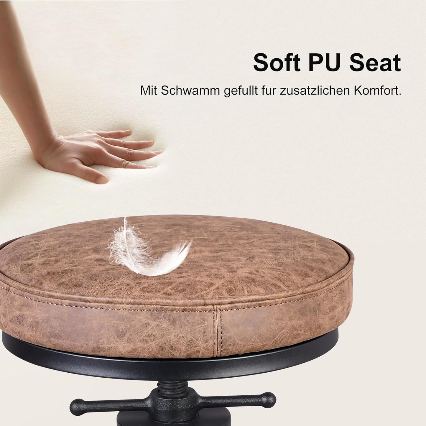 Set of 2-Vintage Bar Stool Swivel PU Leather Seat Kitchen Island Workbench Chair Height Adjustable 23-31 inch