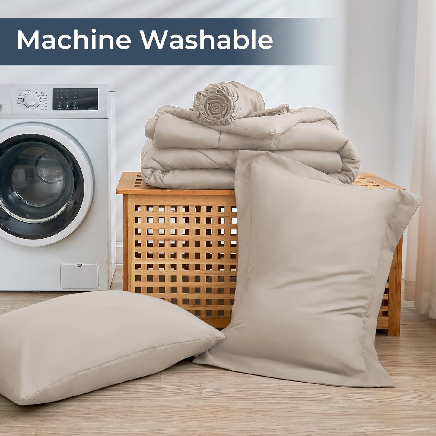 HEVUMYI Khaki Twin-XL Comforter Set - 5-Piece All Season Bed in a Bag Twin-XL, Ultra Soft Bedding Set with Comforter, Flat Sheet, Fitted Sheet, Pillowcases, Pillow Shams