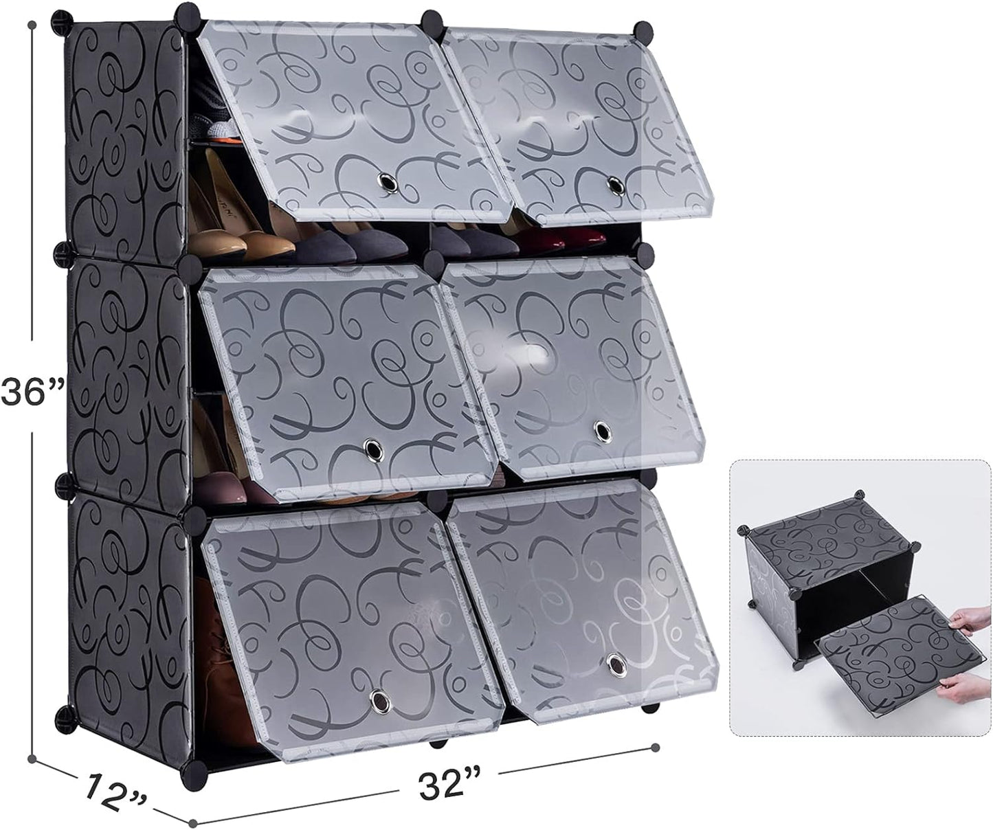 Shoe organizer Cabinet,24 Pair shoe rack organizer closet, DIY Narrow Standing Stackable Space Saver Shoe Cabinet with Doors