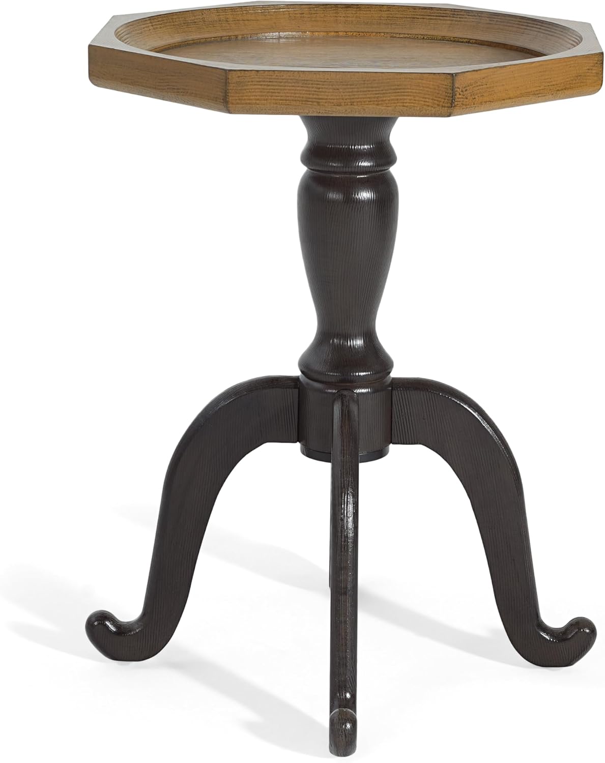 Christopher Knight Home Elizabeth 25" Small End Table with Spider Leg, Living Room Side Table, Accent Table with Lipped Tabletop, French Country Furniture, Wooden Small Coffee Table, Black + Natural