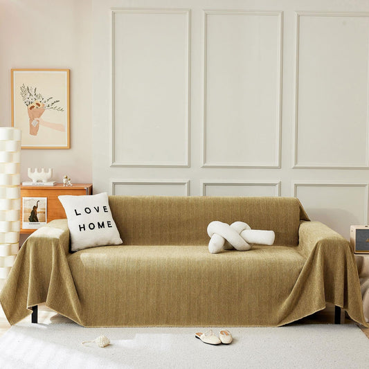 STACYPIK Yellow Sofa Cover for Dogs, Chenille Non-Slip Couch Cover for Pets, Washable Loveseat Cover for Sectional, Soft Jacquard Furniture Protector for 3 Cushion Couch, Couch Throw Blanket-91X150IN