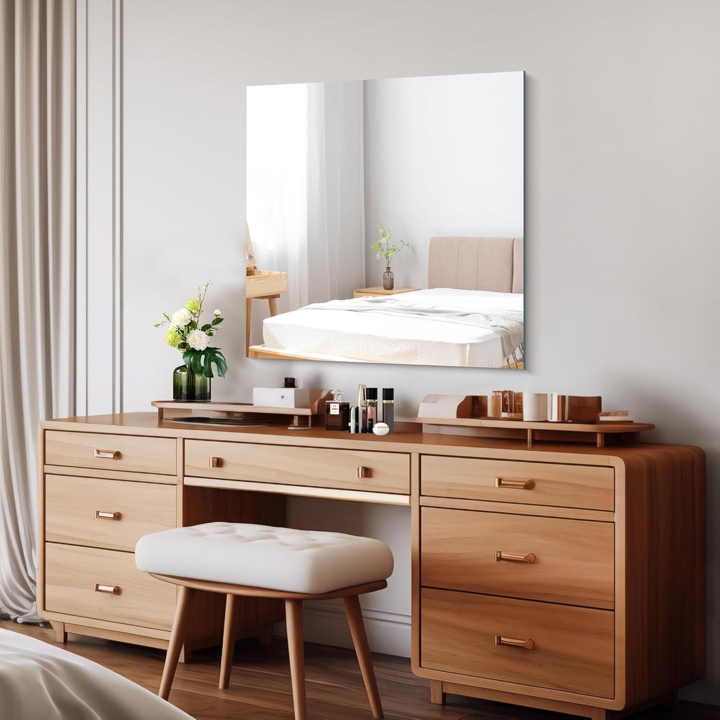 Frameless Mirror, 30x30 inch Square Bathroom Mirrors for Wall, Upgraded Shatterproof Vanity Mirror Over Sink with Polished Edge for Bathroom,Bedroom,Living Room and Entryway