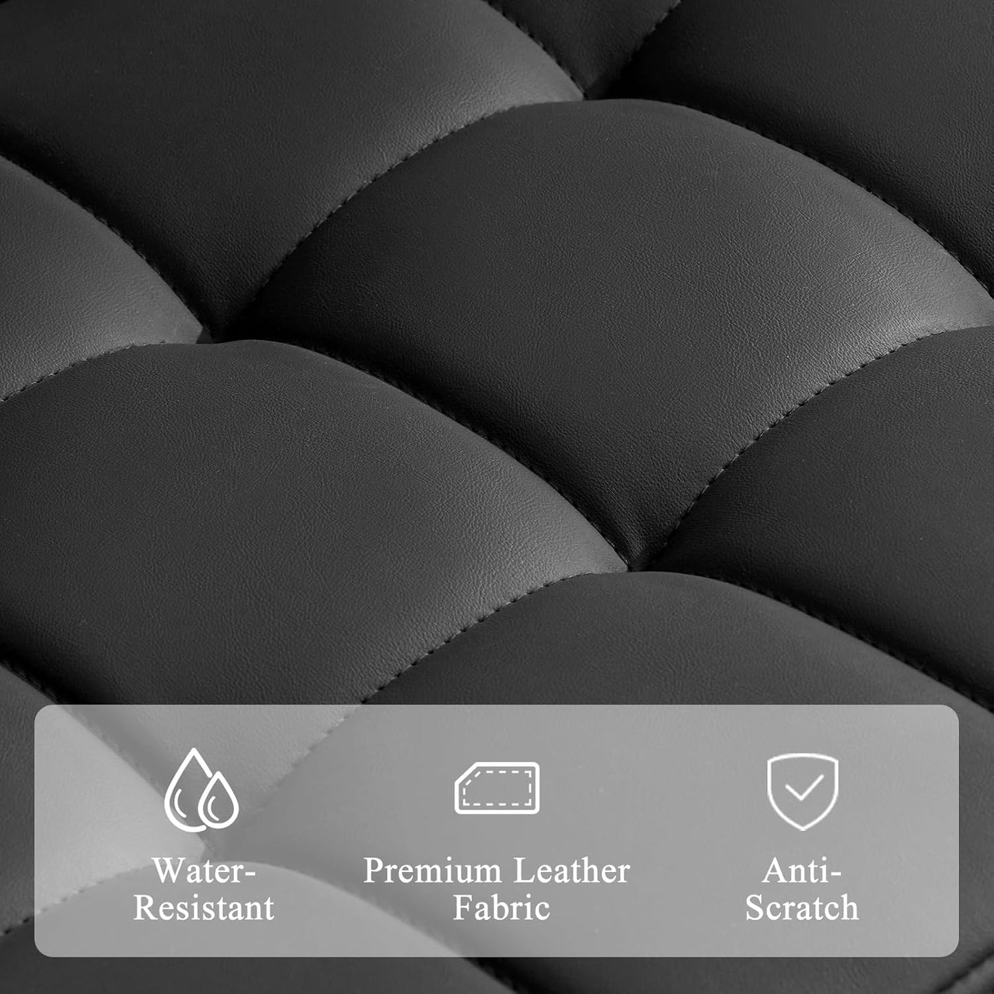 Furniliving Upholstered Bar Stools Set of 4, Faux Leather Swivel Bar Stools with Back, Adjustable Counter Height Barstools for Kitchen Island, Dining Space, Black