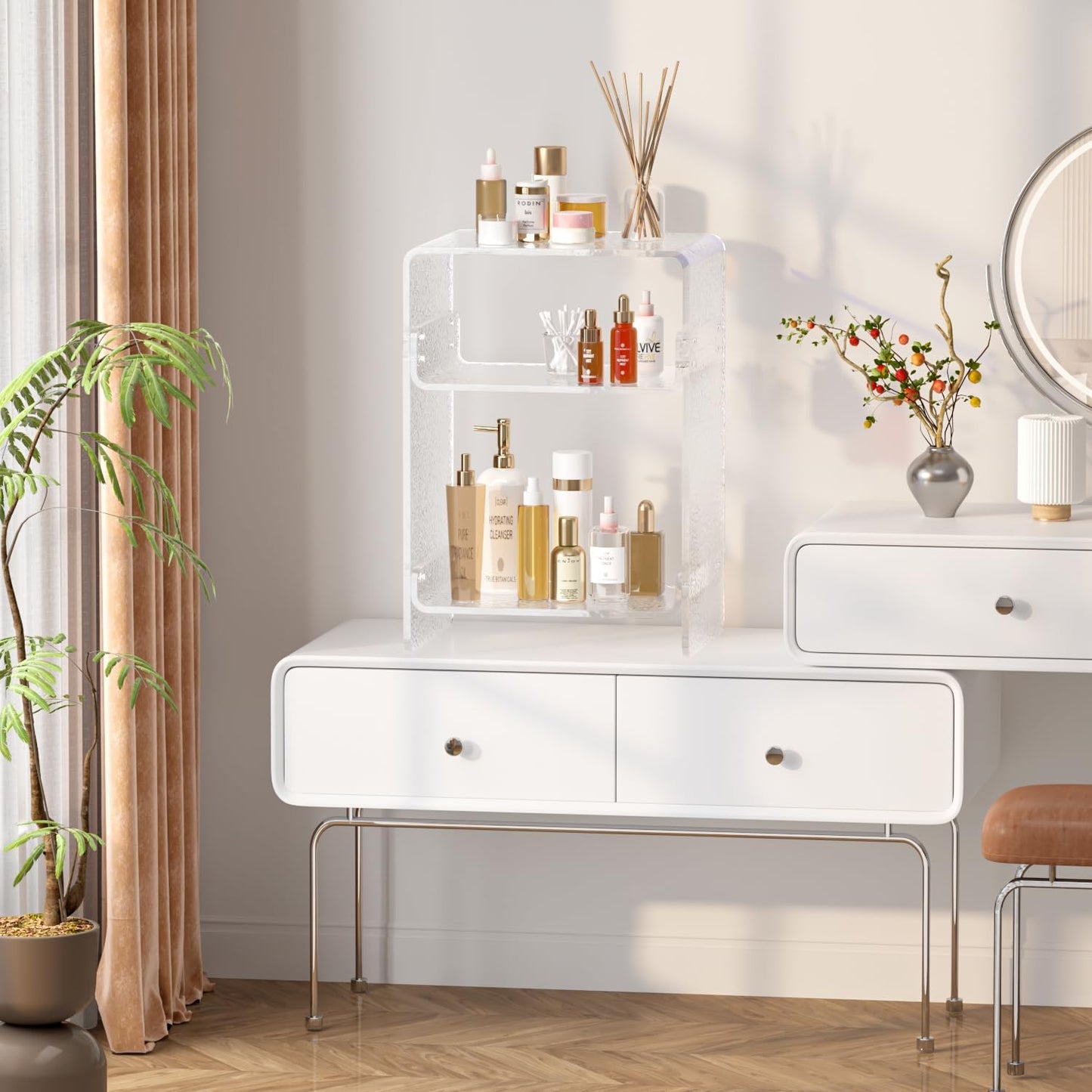 Clear Acrylic 3-Tier End Table/Nightstand – Sleek Bedside Storage with Durable Design, Perfect for Bedrooms, Living Rooms, or Modern Interiors – Ideal as a Bedside Table or Sofa Side Piece