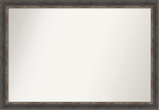 Amanti Art Brown Bathroom Mirror for Over Sink, 29x41 Bark Rustic Char Rectangle Vanity Mirror, Large Country Rustic Frame, Hangs Horizonally and Vertically, Bathroom Wall Decor, Non-Beveled Edge