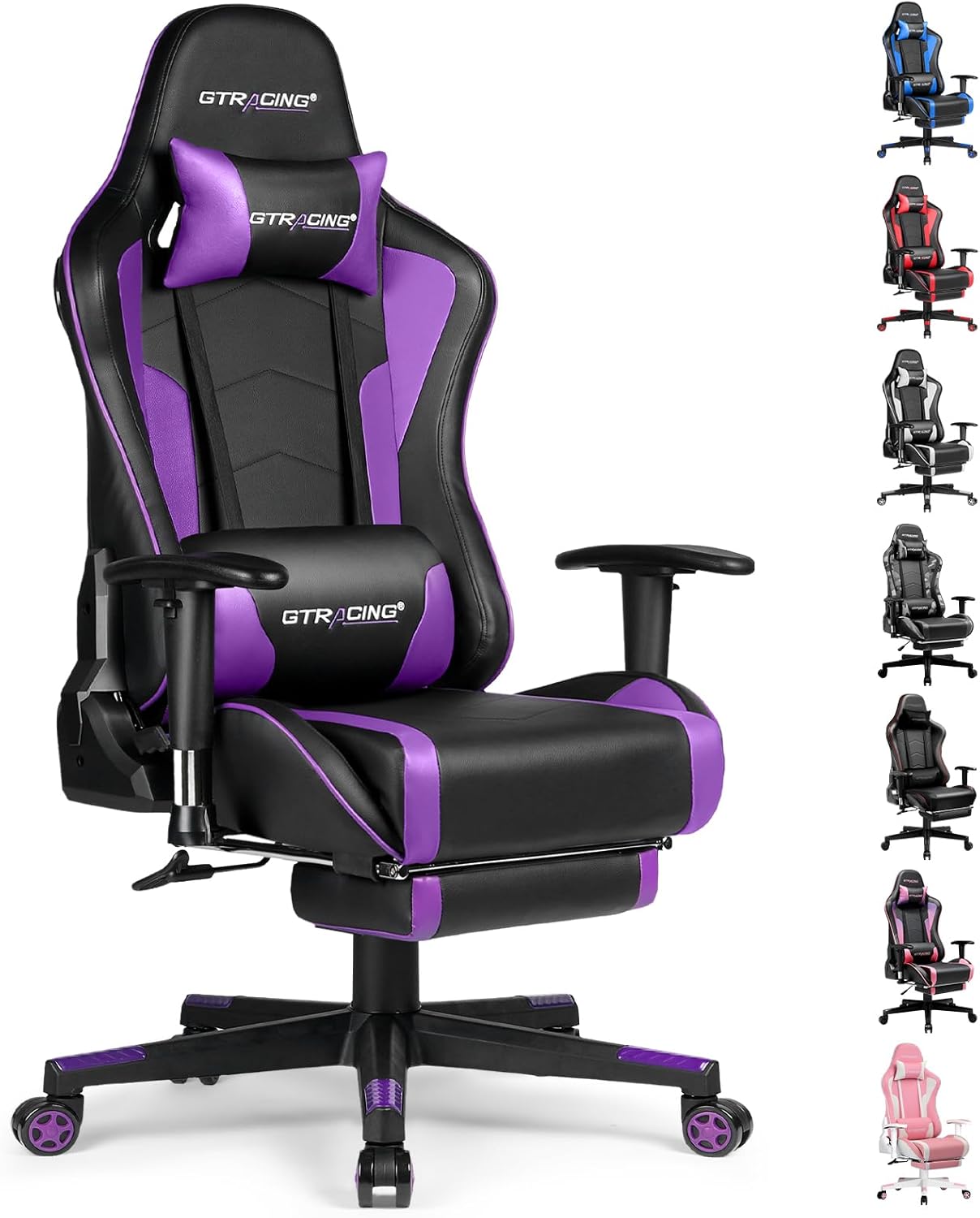 GTRACING Gaming Chair with Speaker and Footrest Office Computer Chairs Music Video Gamer Chair Heavy Duty Ergonomic Computer Office Desk Chair Purple