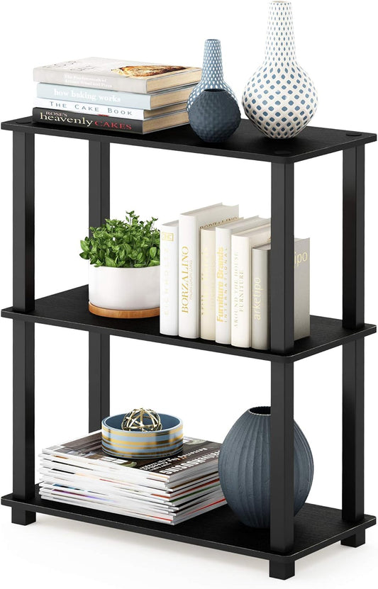 Furinno Turn-S-Tube 3-Tier Compact Multipurpose Shelf Display Rack with Square Tube, Americano/Black