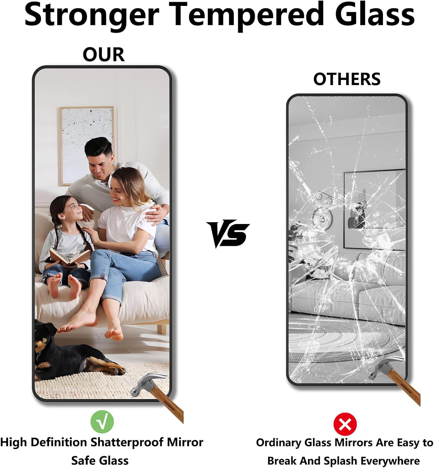 Koonmi Metal Framed Bathroom Mirror, 30"X71" Anti-Rust Bathroom Vanity Mirror, High-Definition Tempered Glass Bathroom Mirrors for Over Sink, Modern Decorative Wall Mirror for Restroom