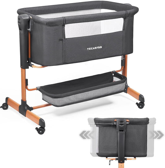 Baby Bassinet, 3 in 1 Bedside Sleeper for Newborn, Bedside Bassinet for Baby with 6 Adjustable Height, Soft Mattress, Compact, Easy to Fold