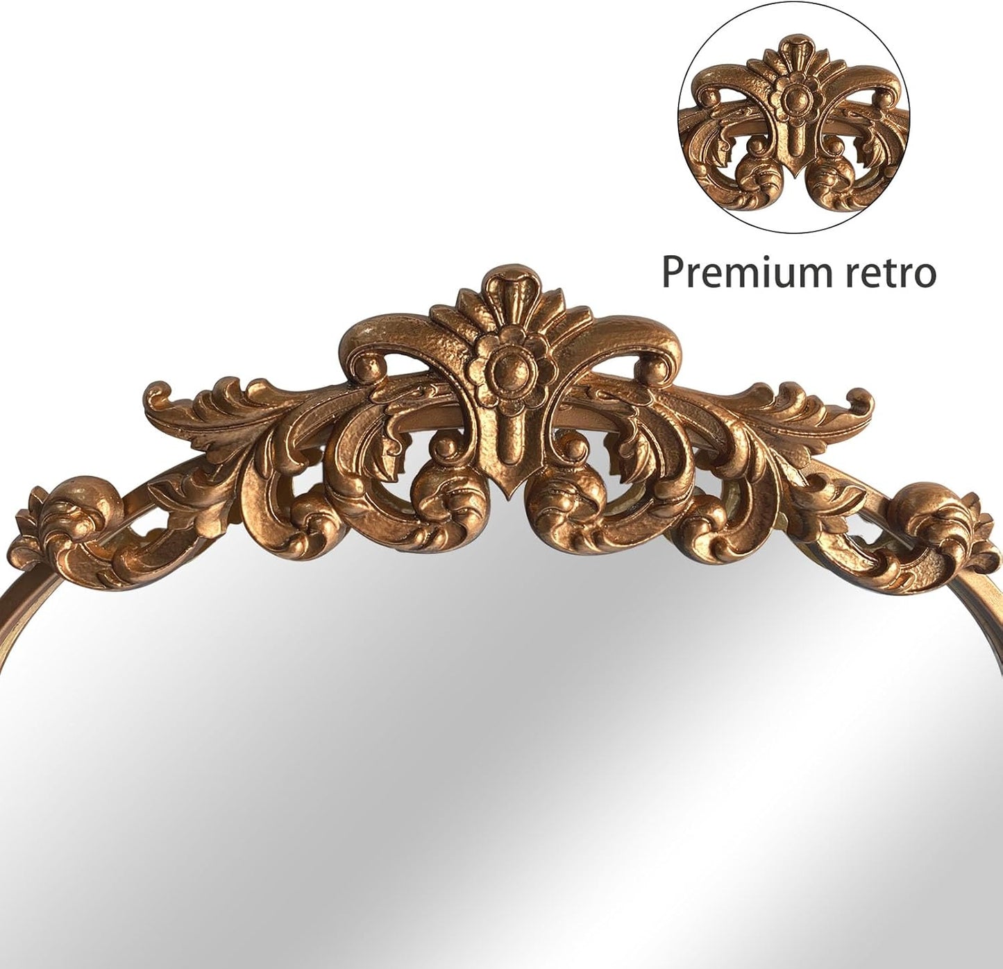 WAMIRRO Ornate Gold Mirror,Vintage Arched Baroque Antique Mirorrs for Living Room Hallway Fireplace Bathroom Entryway 19"X27"