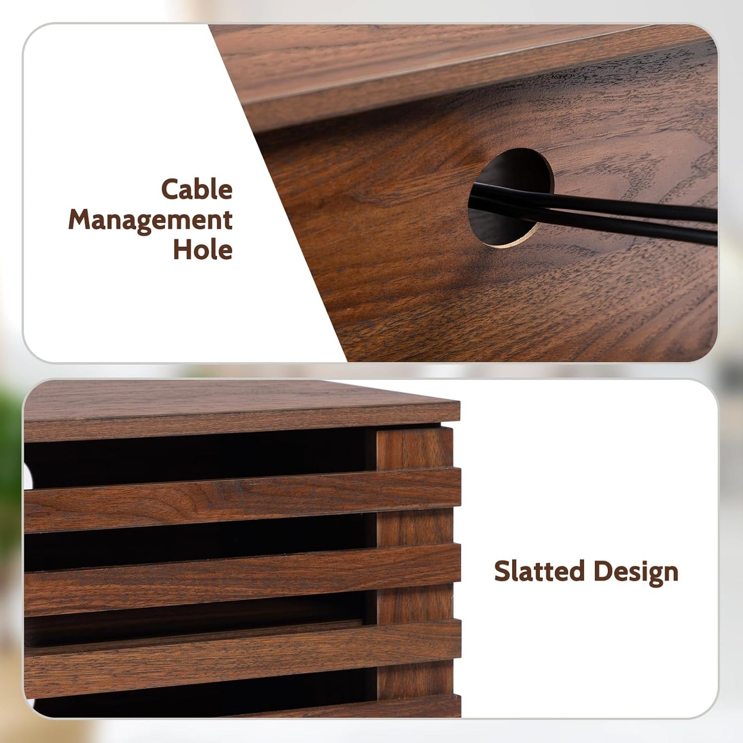 HollyHOME Wood TV Stand for TVs up to 65", Mid Century TV Stand with Storage, Modern Entertainment Center with Fence Door, Accent TV Media Console Table for Living Room, 53"(L), Retro Brown