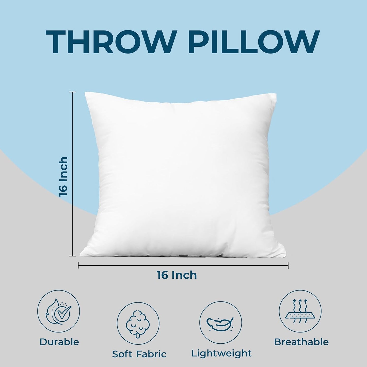 Utopia Bedding Throw Pillows (Set of 4, White), 16 x 16 Inches Pillows for Sofa, Bed and Couch Decorative Stuffer Pillow