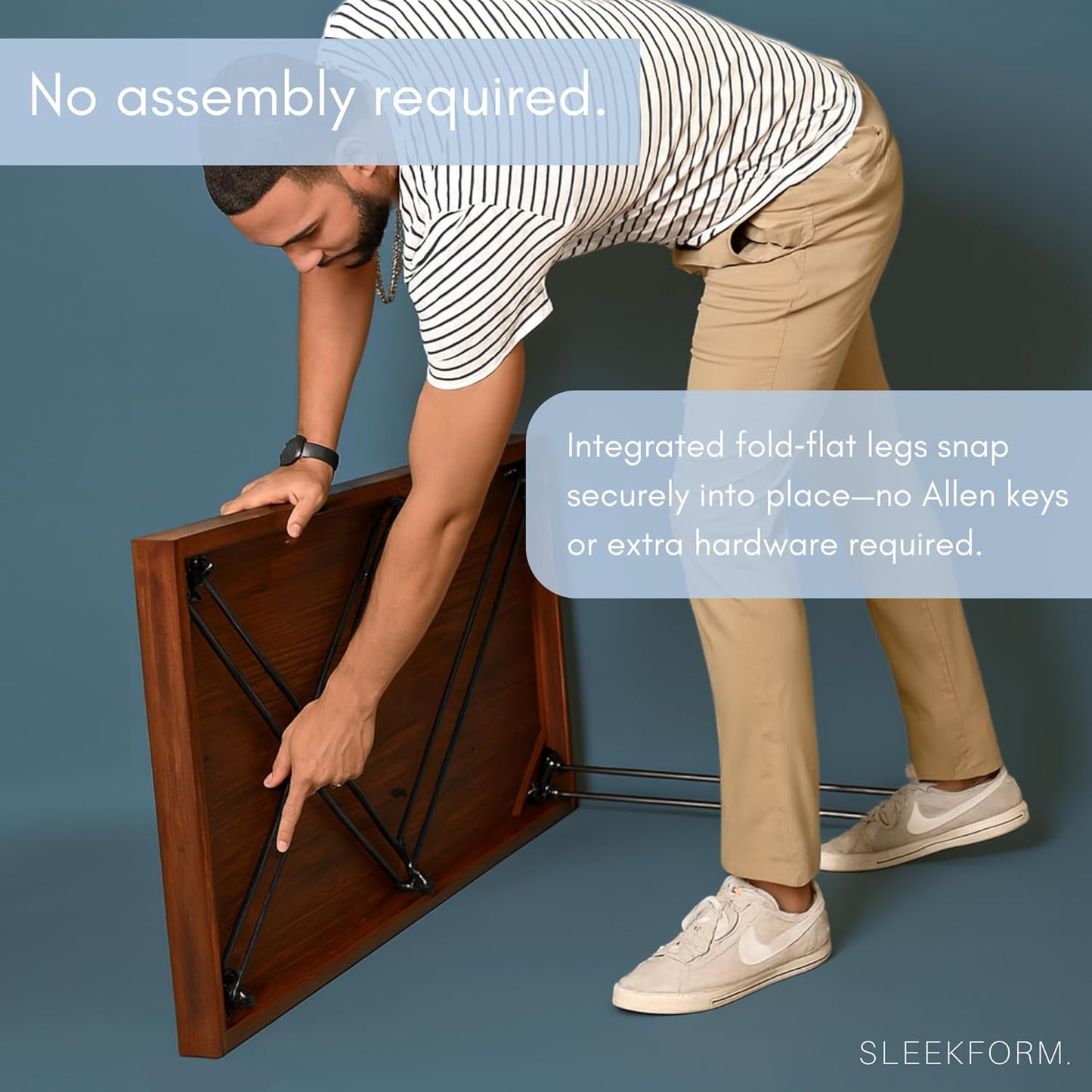 Sleekform Wooden Folding Desk - Lightweight Small Portable Writing Table, Foldable Table, Desk for Small Bedroom Spaces and Home Office - No Assembly Required