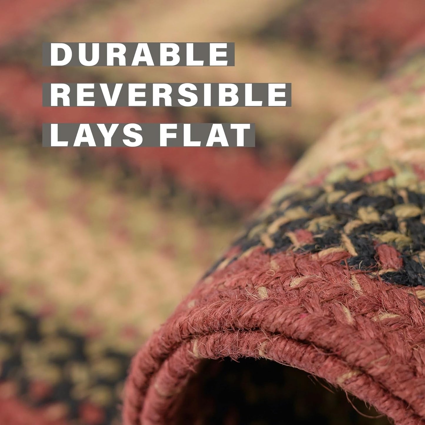 Highland Multi Color Jute Braided Oval Rugs, 27x45 - Warm Country and Lodge Decor, Perfect for Laundry Rooms, Kitchens and Entryways - Reversible and Easy to Clean