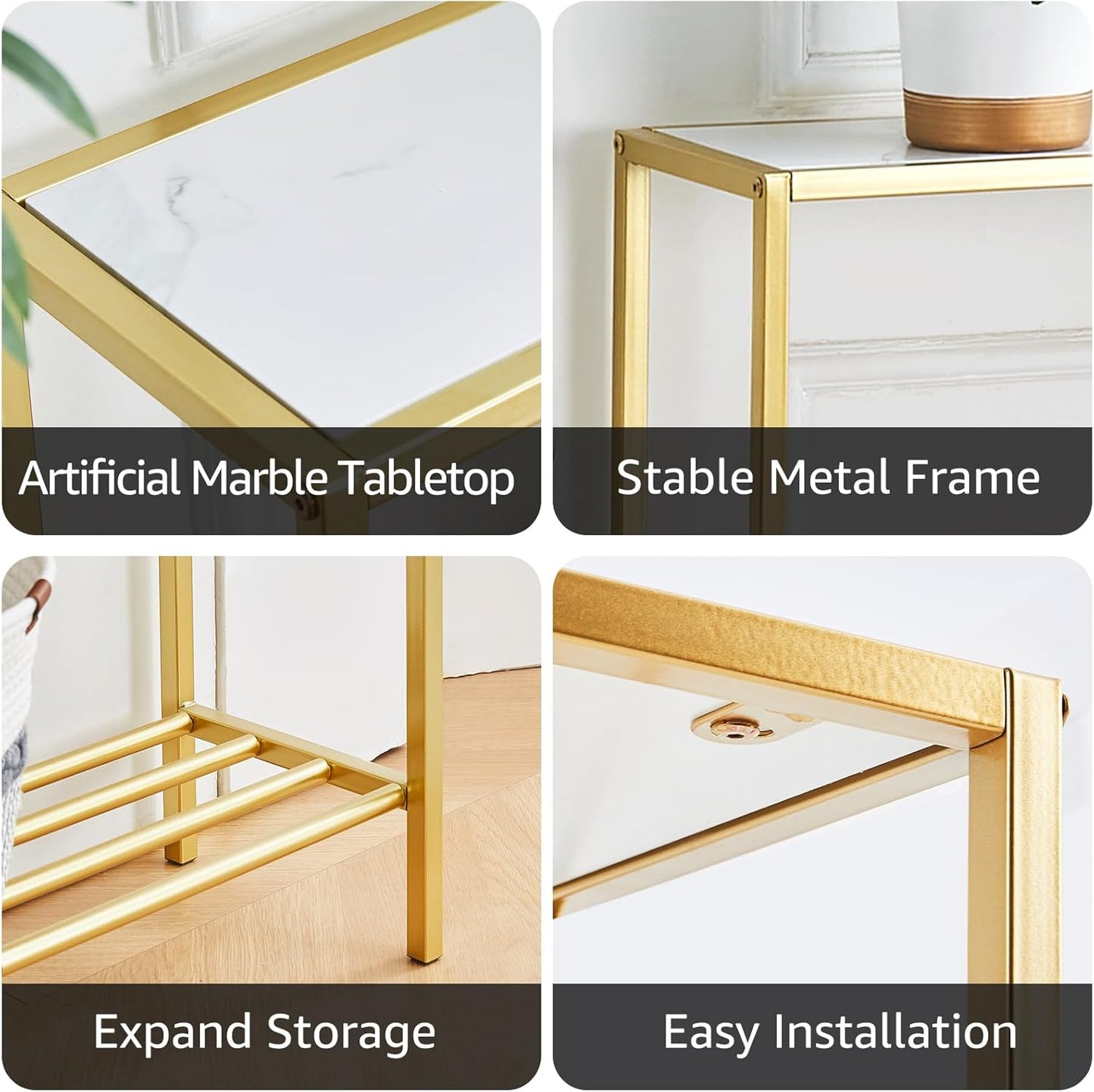 Wimarsbon 29.5" Sofa Tables, Narrow Console Table, 2 Tier Thin Sofa Table, Small Entryway Table with Shelf, Side Display Stand, Metal Frame Sturdy for Hallway, Living Room